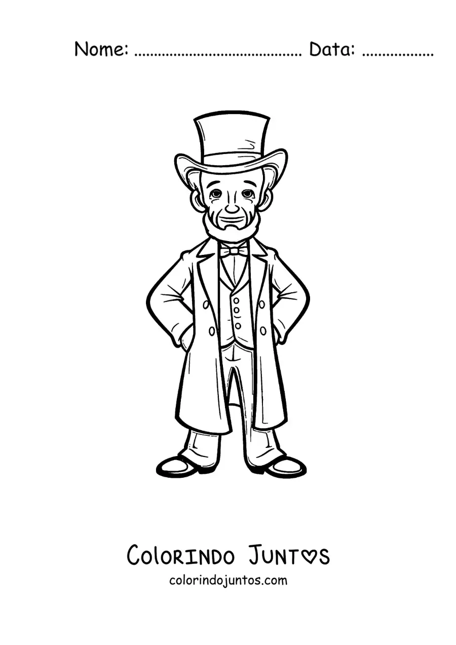 Desenho para colorir de Abraham Lincoln animado