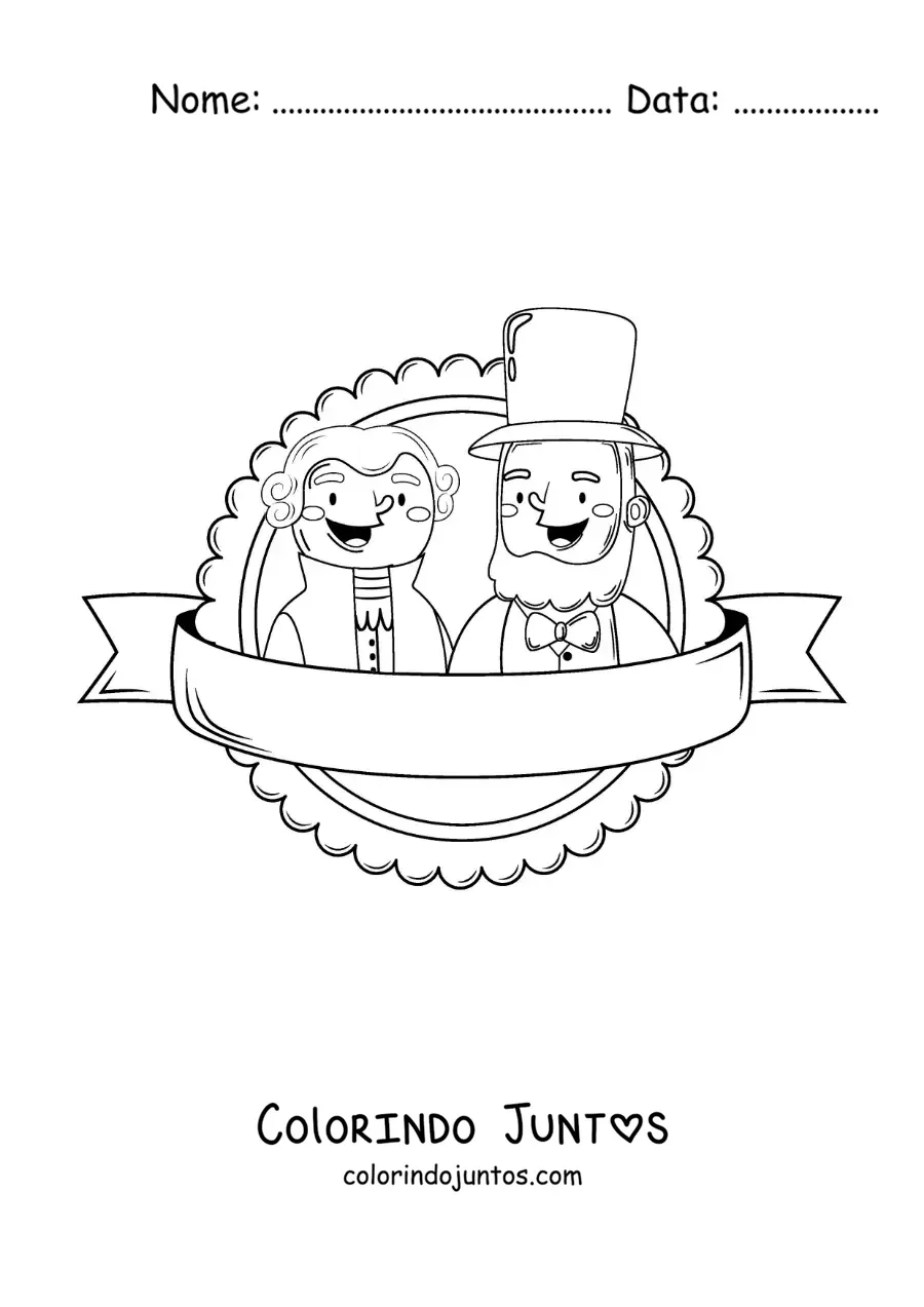 Desenho para colorir de Abraham Lincoln e George Washington animados