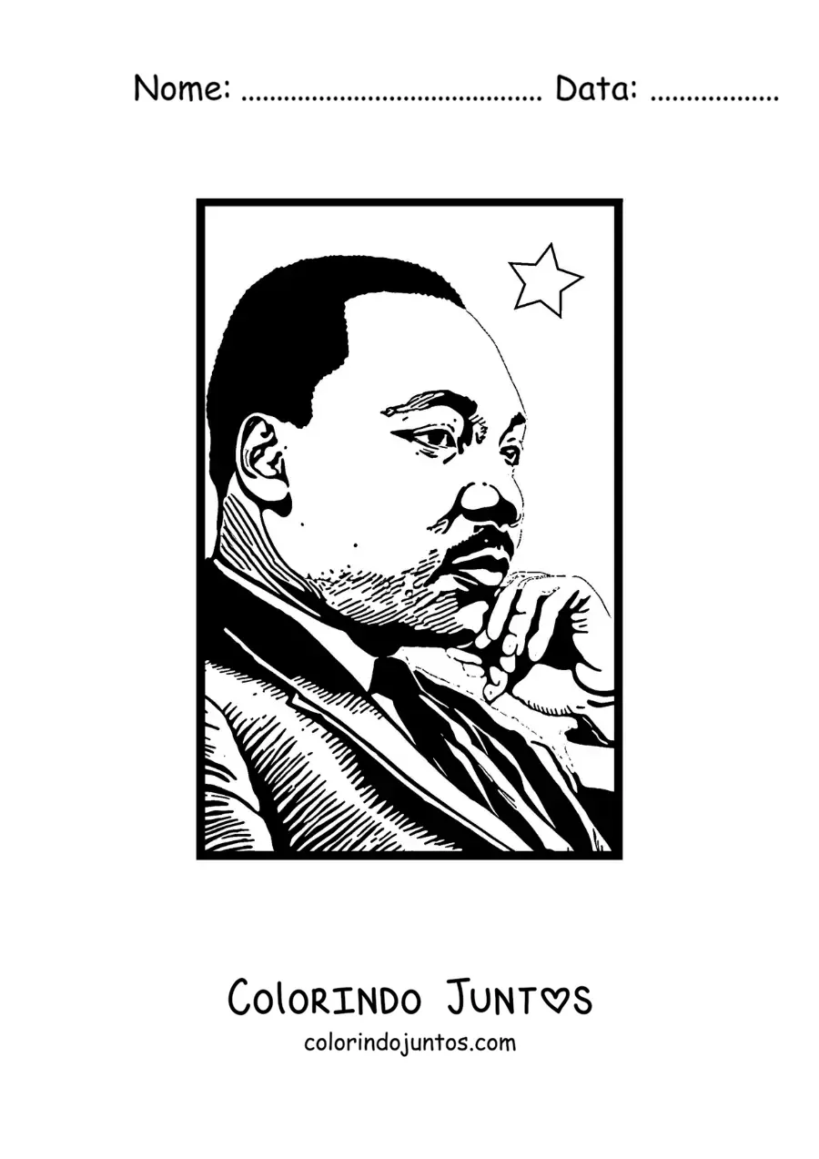 Desenho para colorir de um retrato de Martin Luther King