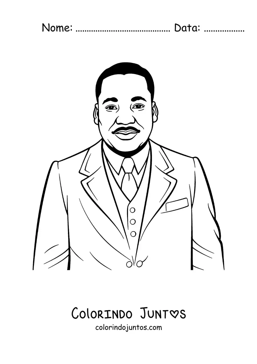 Desenho para colorir de Martin Luther King Jr animado fácil