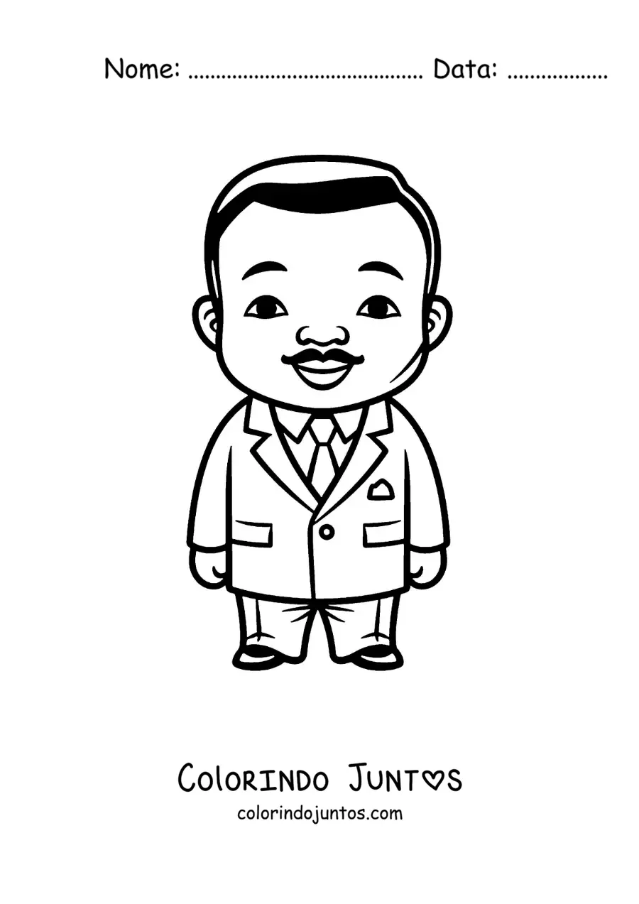 Desenho para colorir de Martin Luther King Jr kawaii
