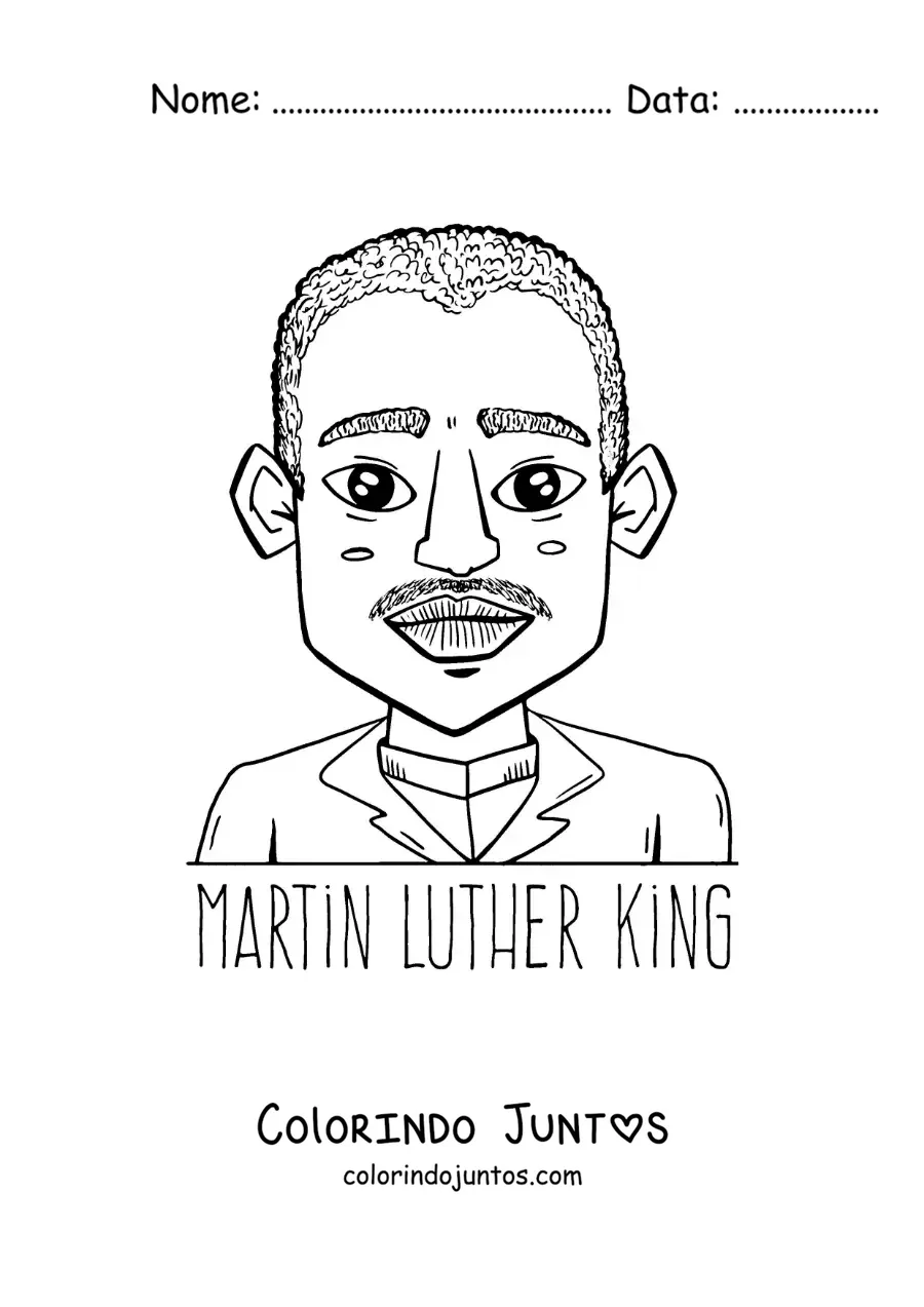 Desenho para colorir de Martin Luther King com seu nome