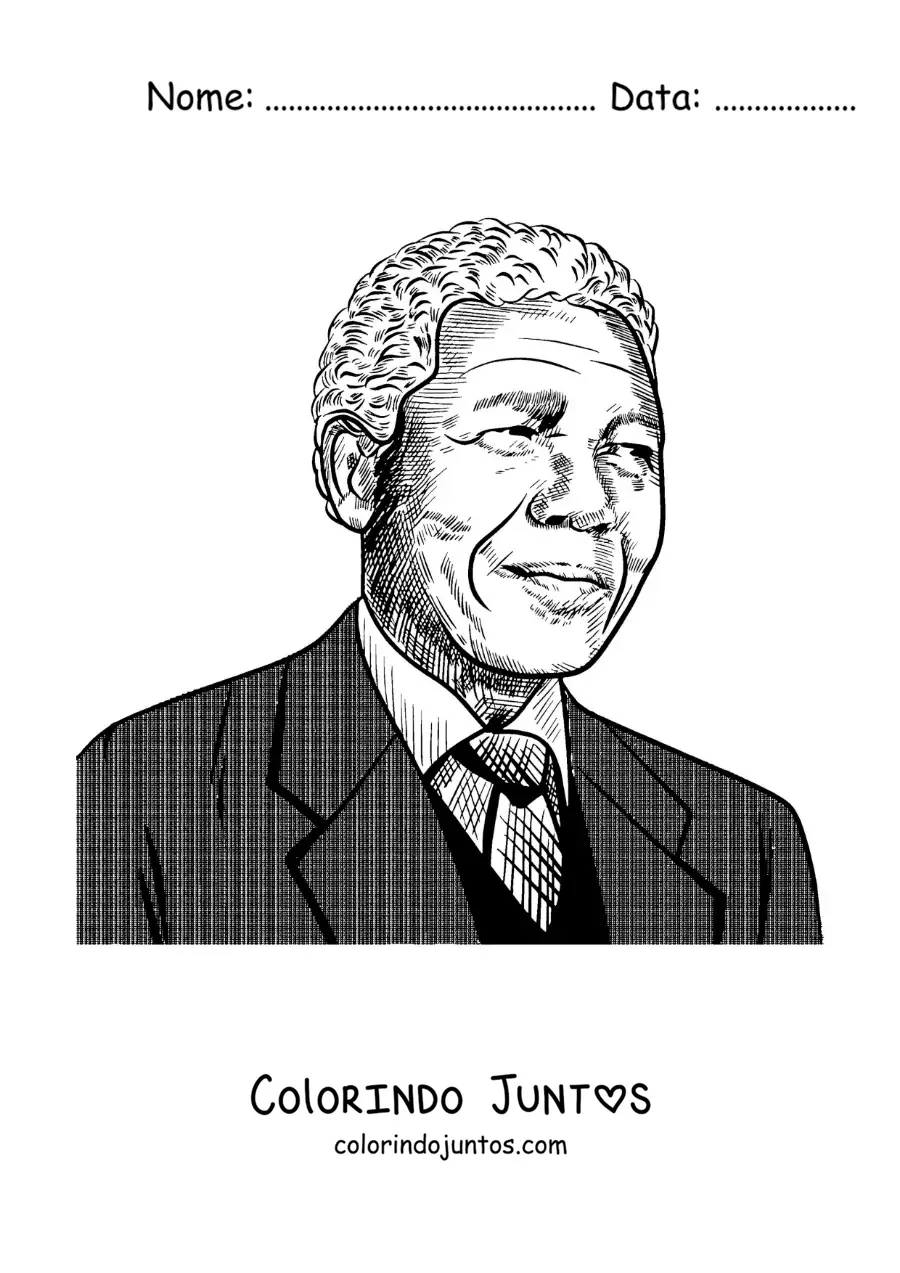 Desenho para colorir de Nelson Mandela realista