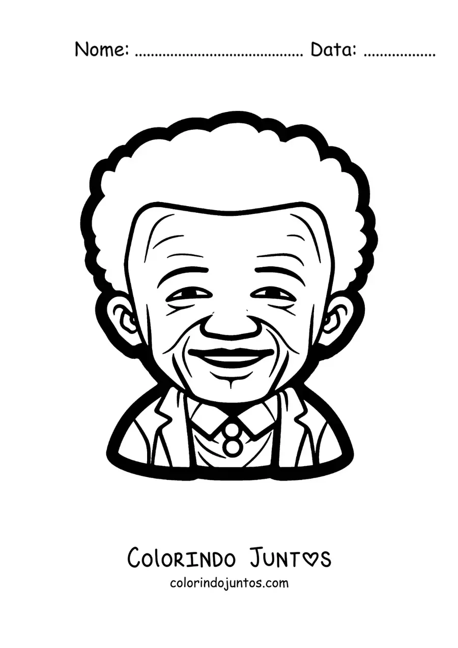 Desenho para colorir infantil de Nelson Mandela
