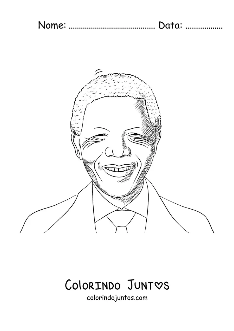 Desenho para colorir de Nelson Mandela sorrindo