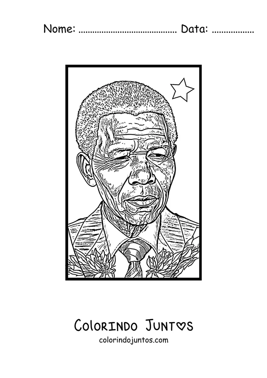 Desenho para colorir do rosto de Nelson Mandela