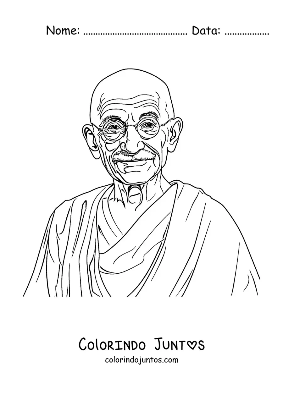 Desenho para colorir de Mahatma Gandhi realista