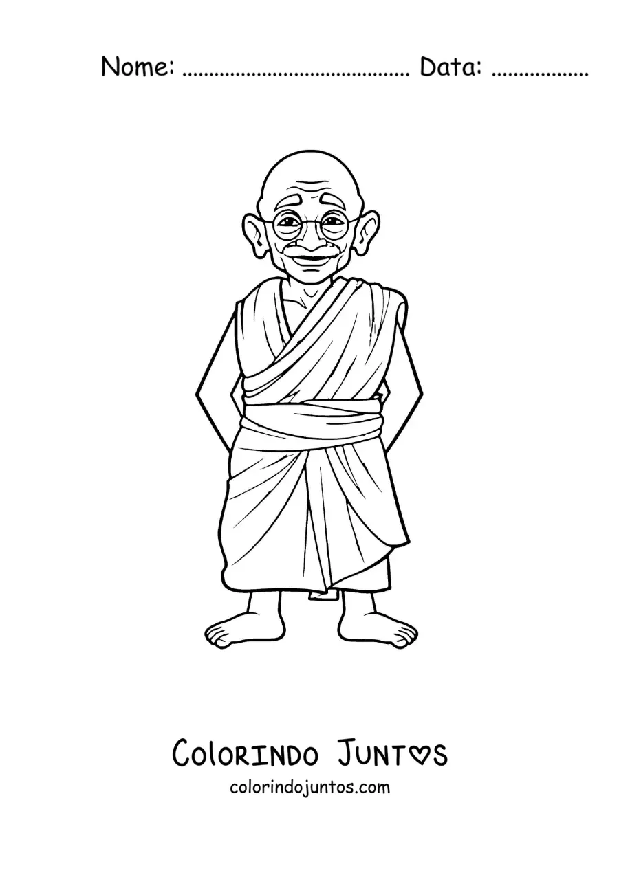 Desenho para colorir de Mahatma Gandhi animado
