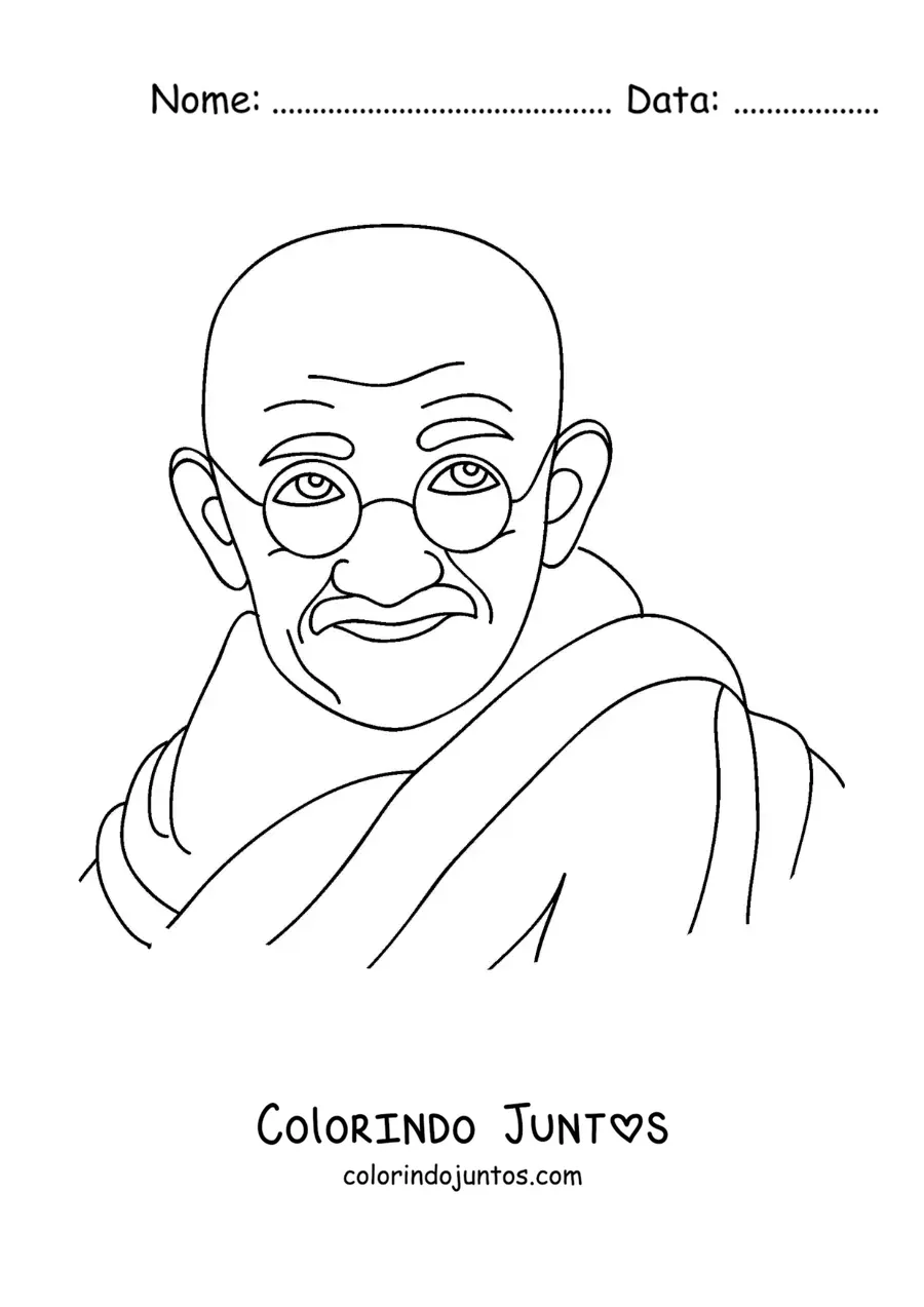 Desenho para colorir de um retrato de Mahatma Gandhi