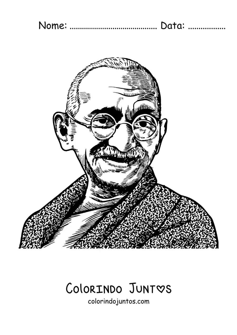Desenho para colorir do rosto de Mahatma Gandhi