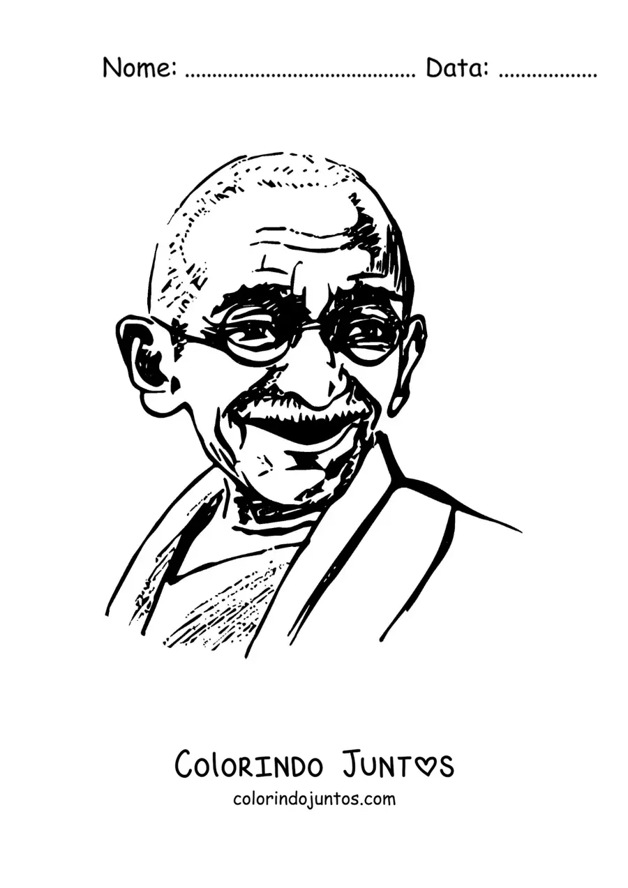 Desenho para colorir do rosto de Gandhi