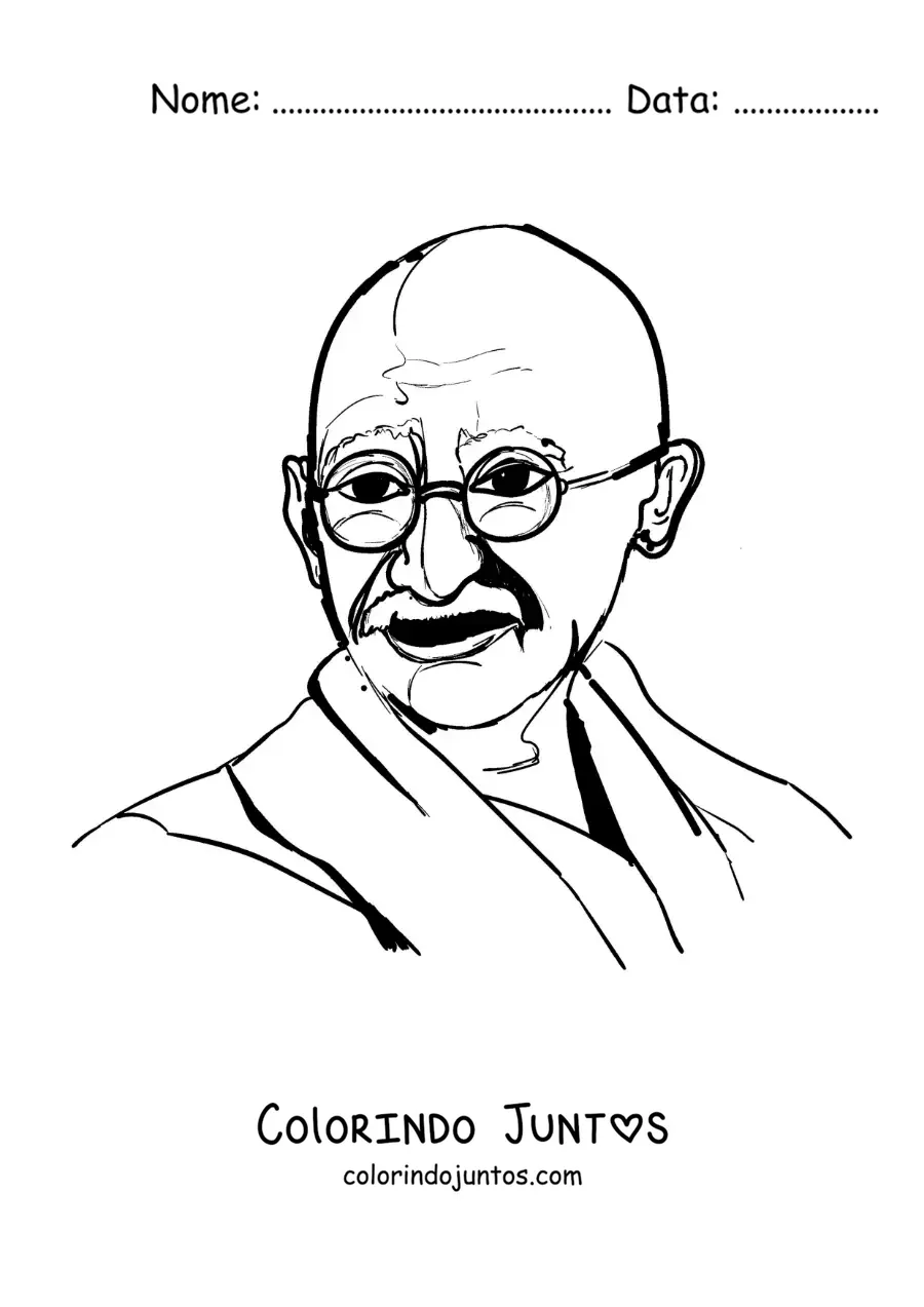 Desenho para colorir de Mahatma Gandhi fácil
