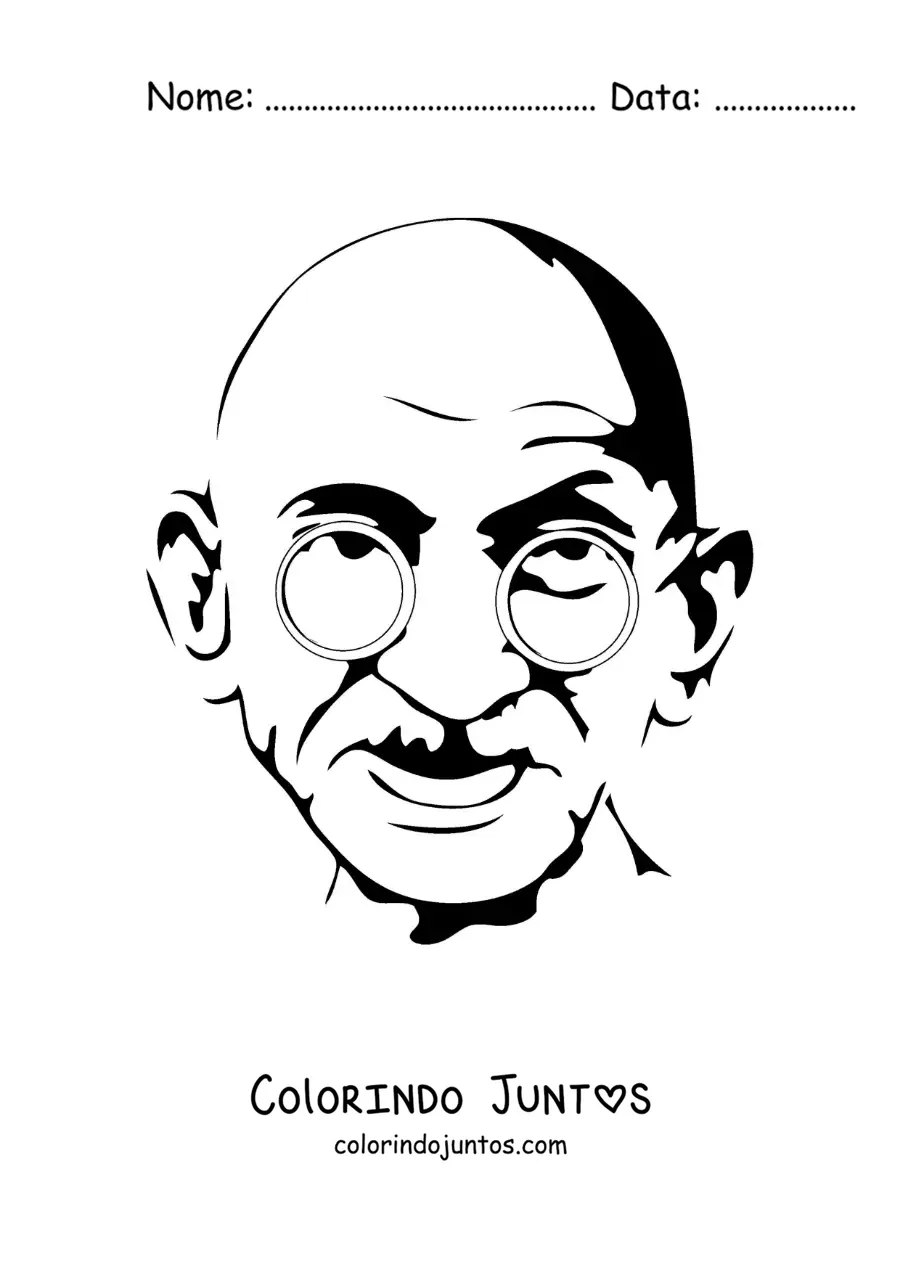 Desenho para colorir do rosto de Gandhi fácil