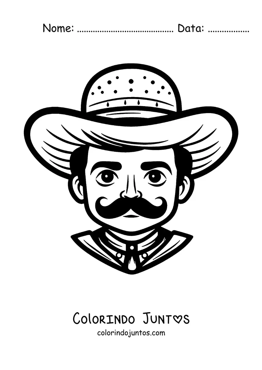 Desenho para colorir de Emiliano Zapata animado fácil
