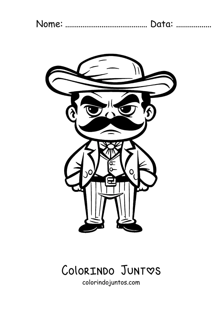 Desenho para colorir infantil do mexicano Emiliano Zapata