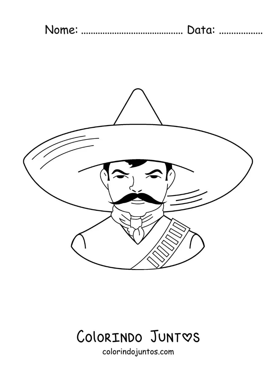 Desenho para colorir de Emiliano Zapata animado