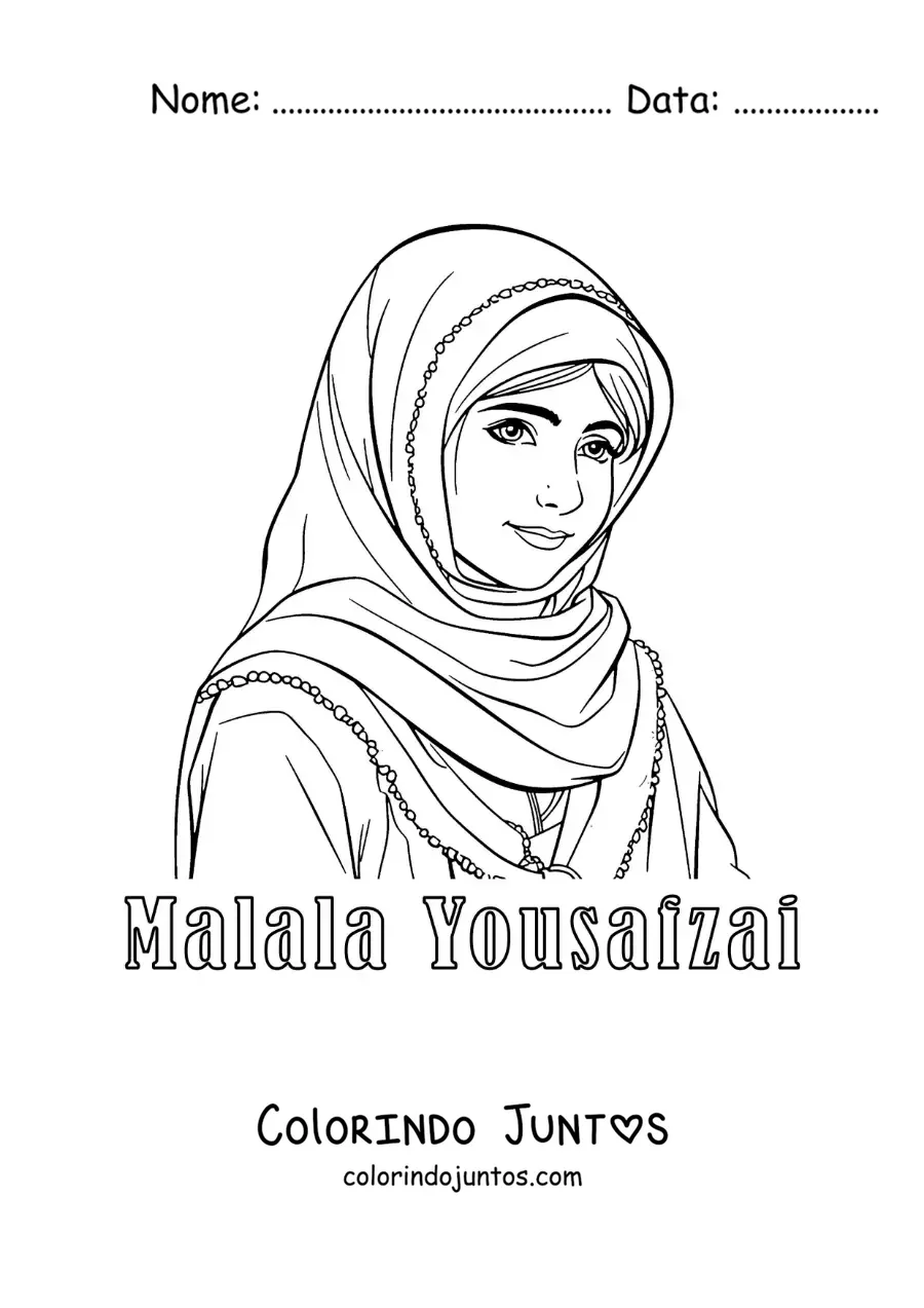Desenho para colorir de Malala Yousafzai animada