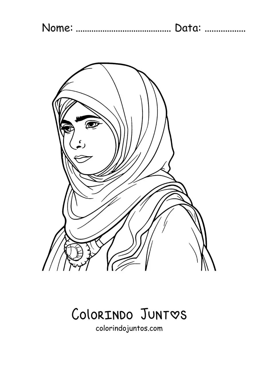 Desenho para colorir de Malala vencedora do Nobel da Paz animada