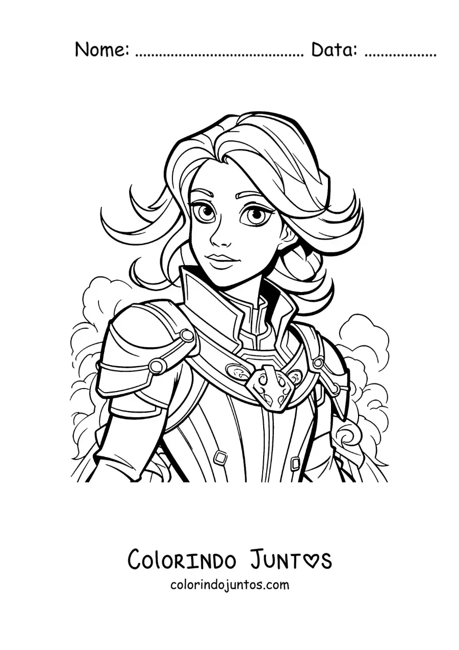 Desenho para colorir infantil de Joana d'Arc