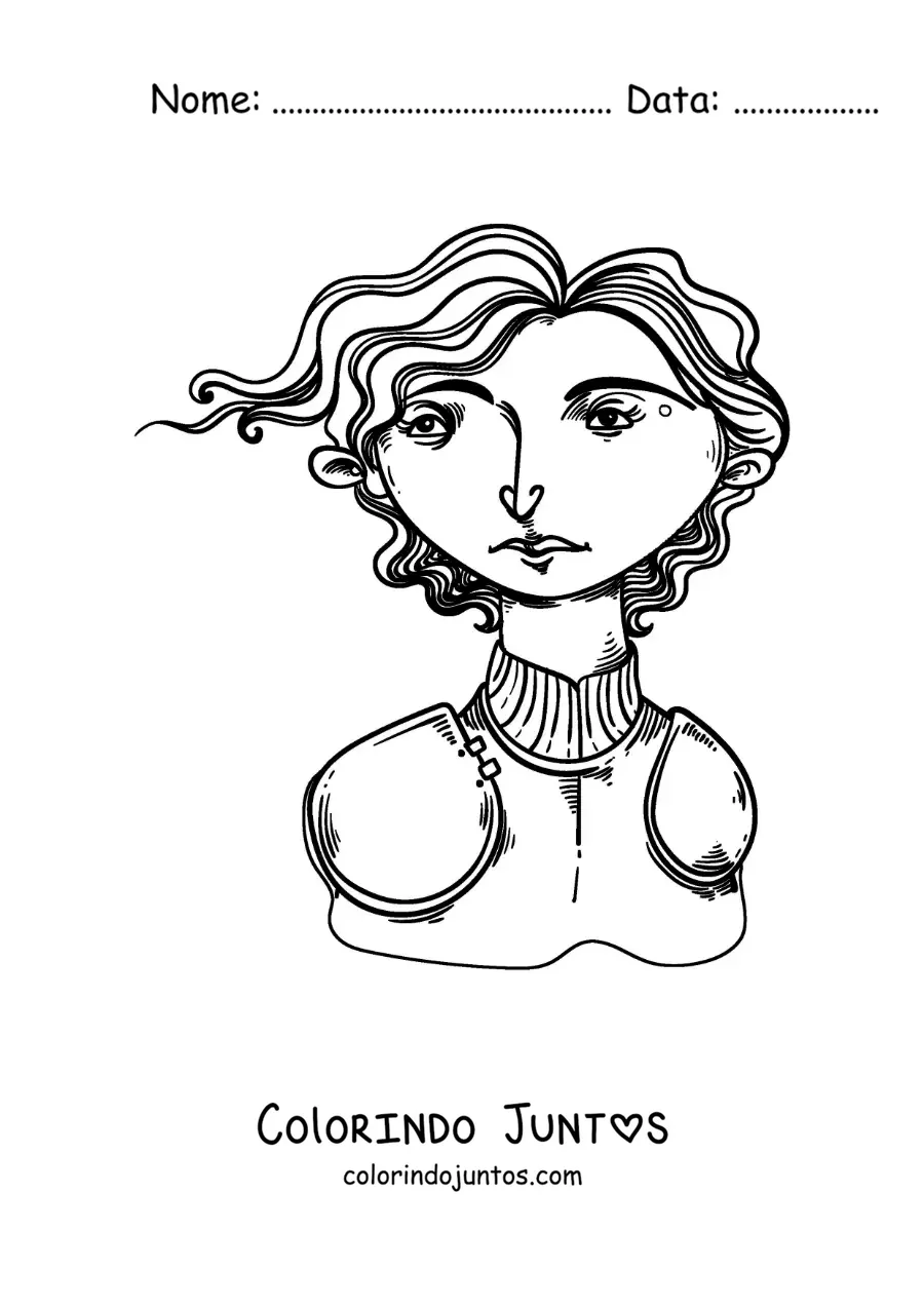 Desenho para colorir de Joana d'Arc fácil