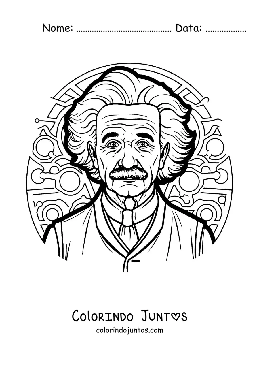 Desenho para colorir de Albert Einstein, o cientista, animado