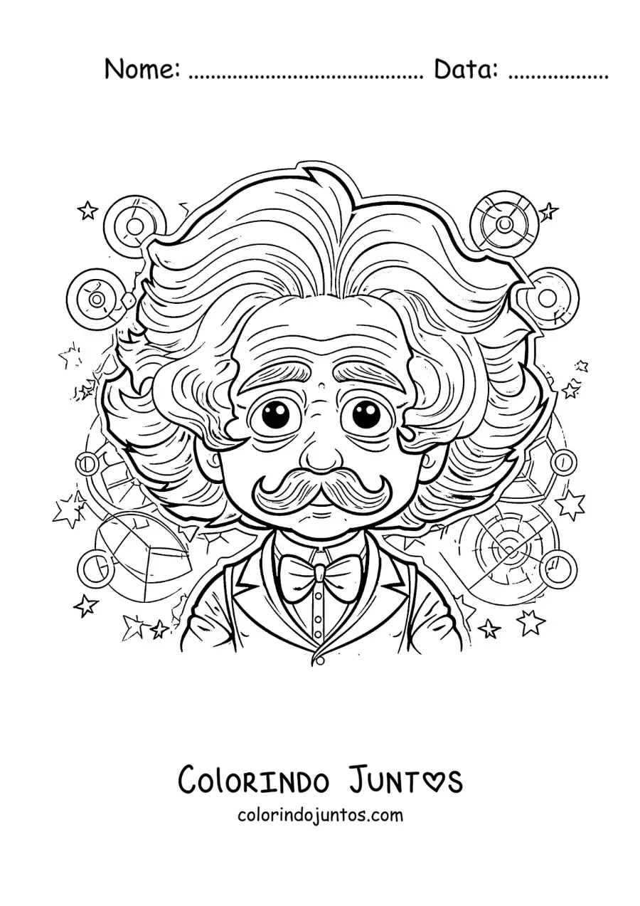 Desenho para colorir de Albert Einstein animado para crianças