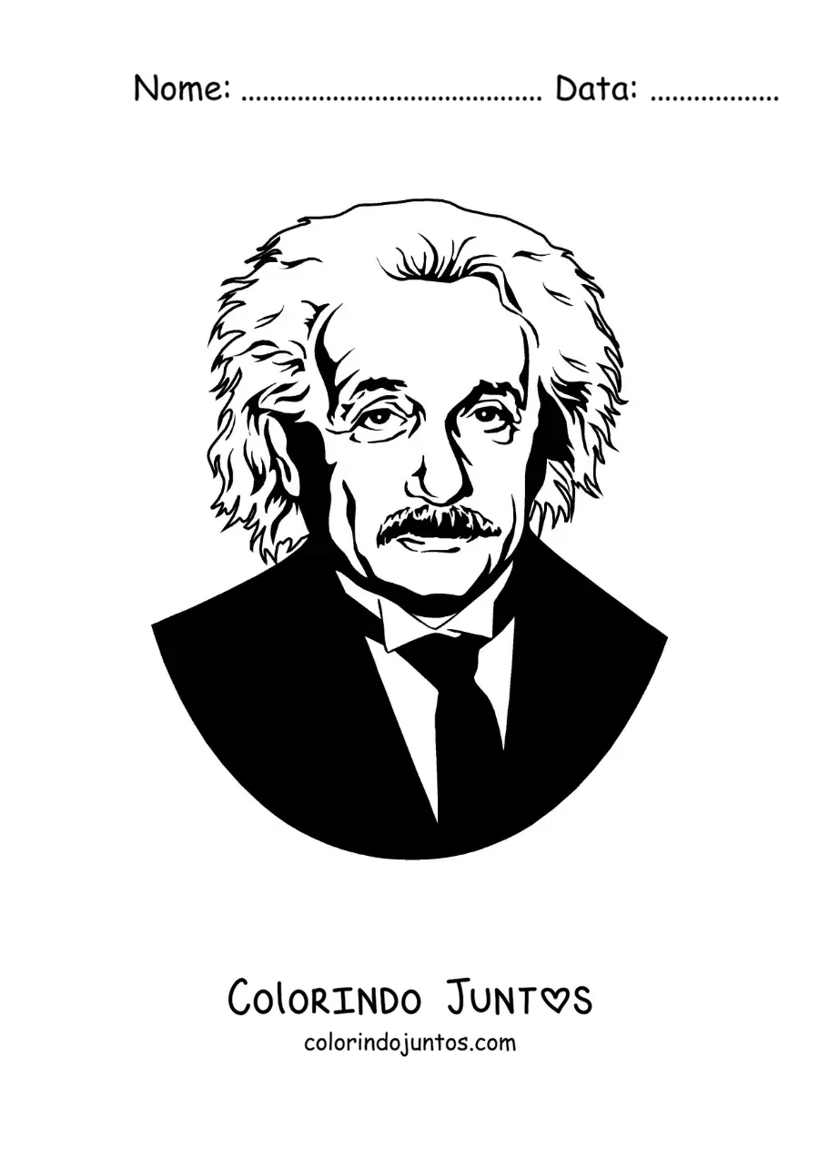 Desenho para colorir de um retrato de Albert Einstein