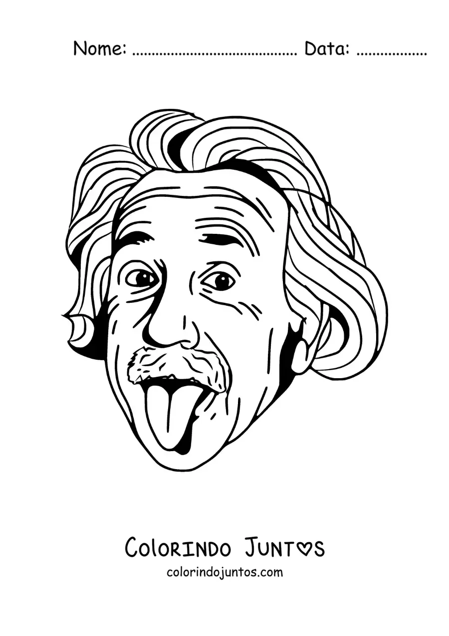 Desenho para colorir de Albert Einstein mostrando a língua
