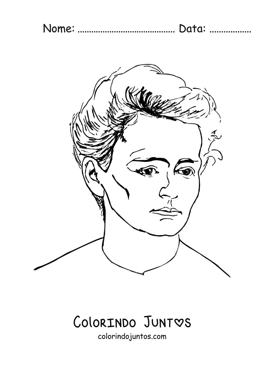 Desenho para colorir de um retrato de Marie Curie