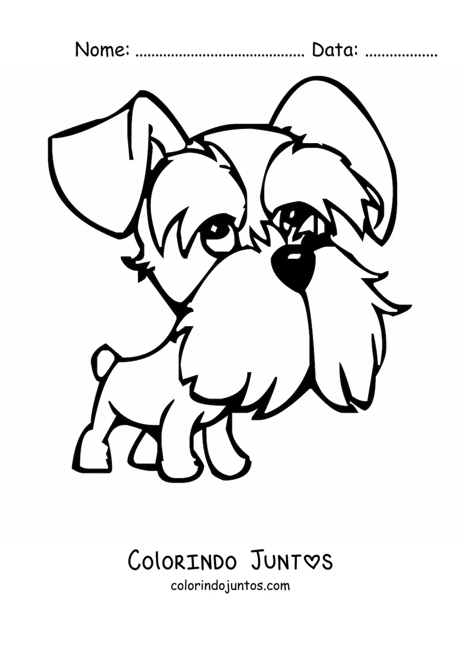 Desenho para colorir de uma caricatura de um schnauzer