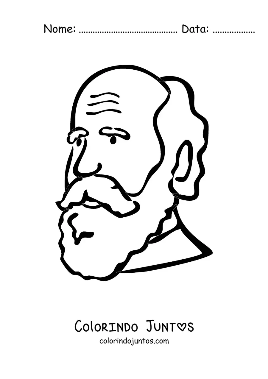 Desenho para colorir de uma caricatura de Charles Darwin