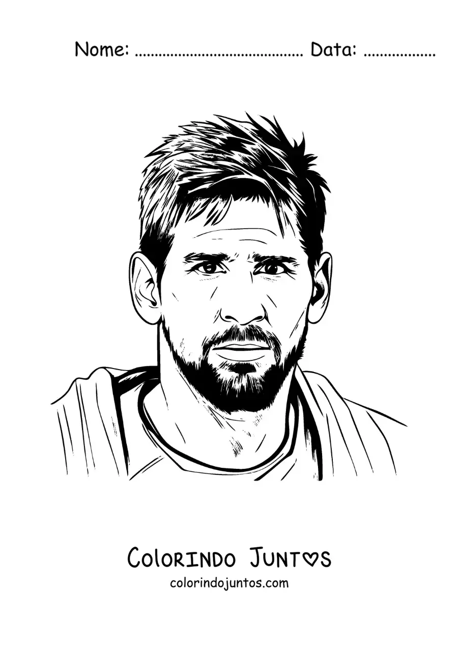 Desenho para colorir de um retrato de Lionel Messi