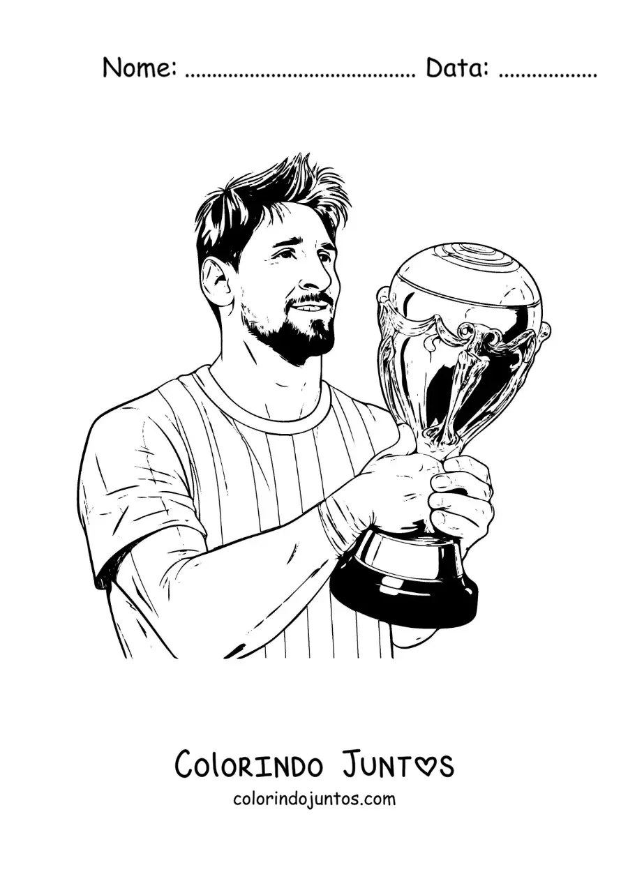 Desenho para colorir de Lionel Messi campeao do mundo