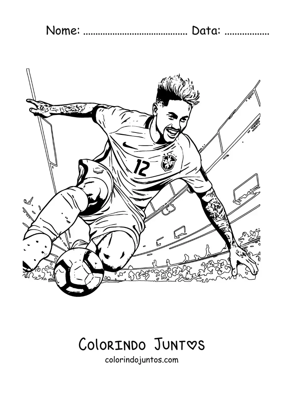Desenho para colorir de Neymar marcando um gol