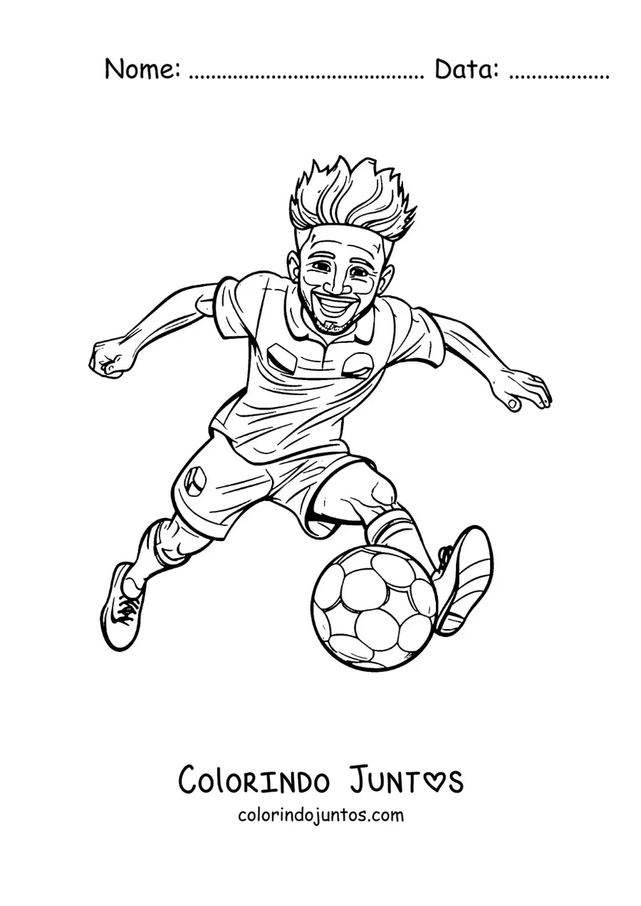 Desenho para colorir de uma caricatura de Neymar