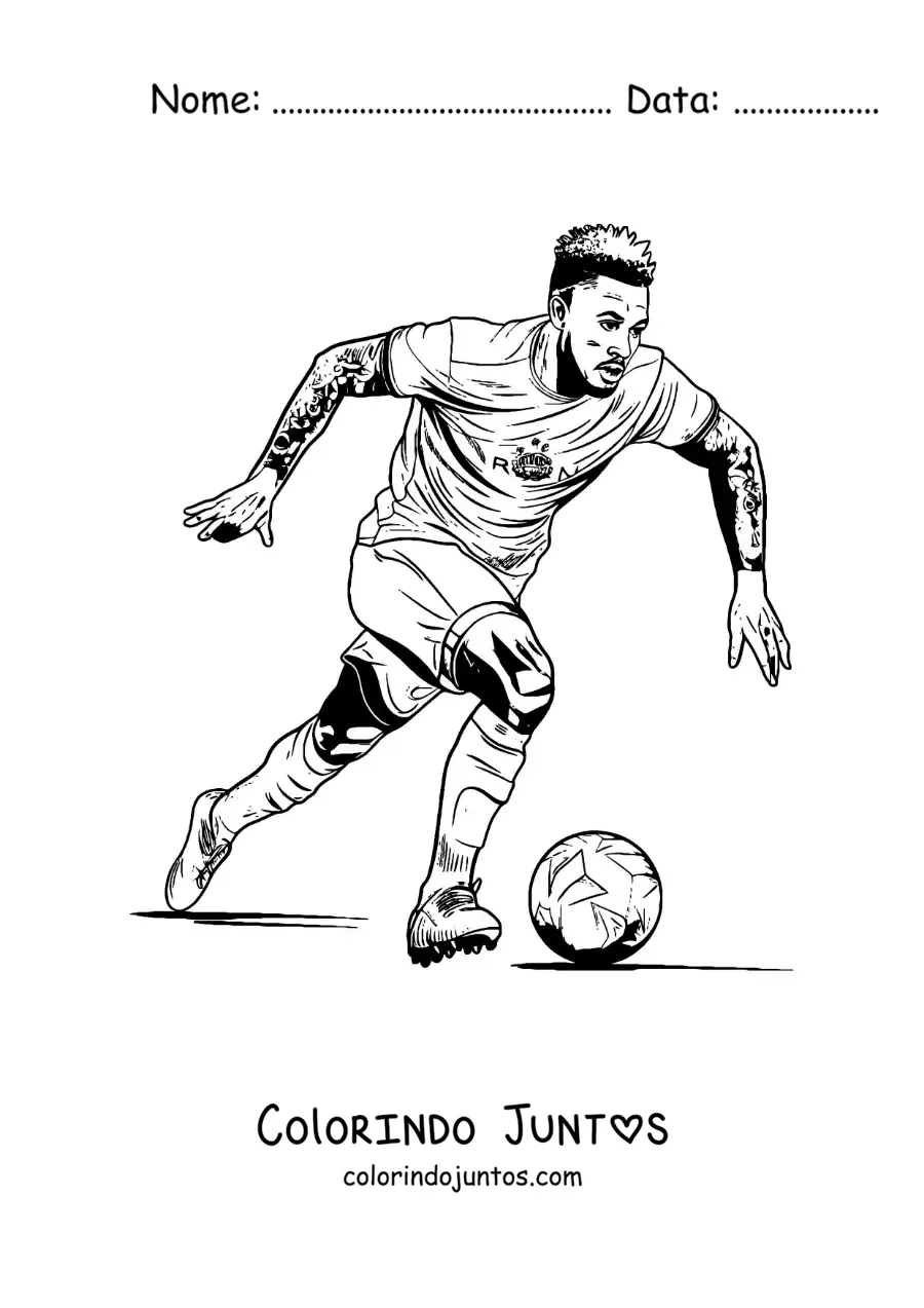 Desenho para colorir de Neymar em uma partida de futebol
