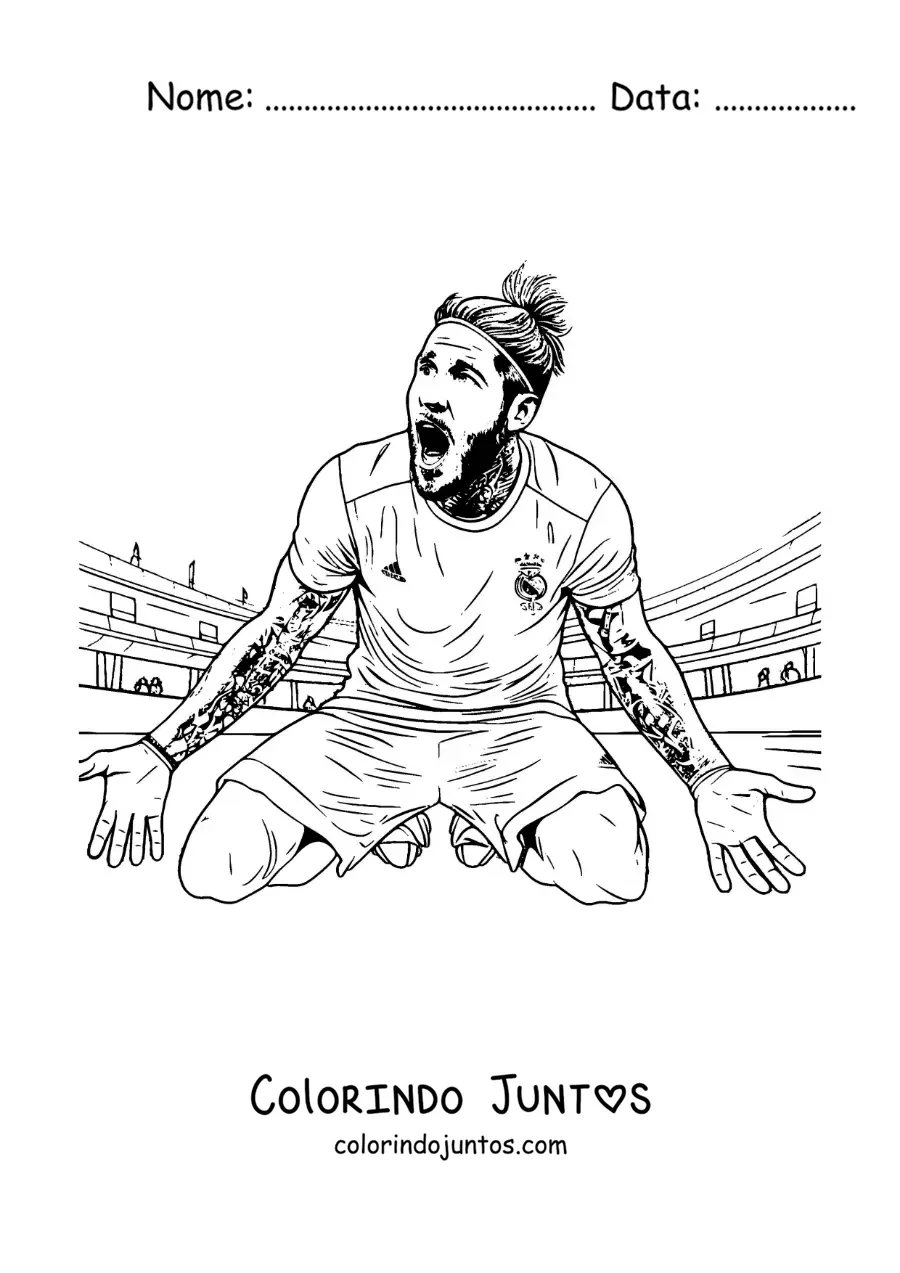 Desenho para colorir de Sergio Ramos comemorando um gol