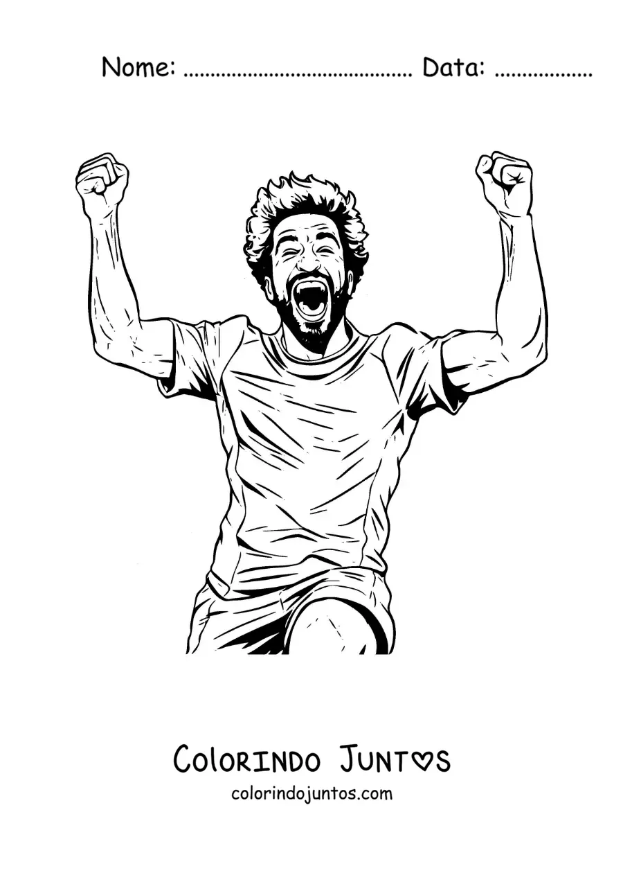 Desenho para colorir de Mohamed Salah comemorando um gol