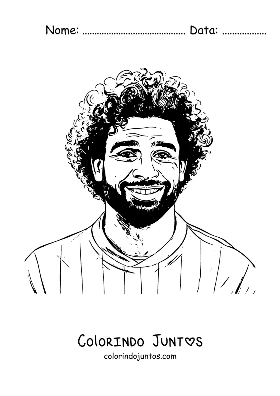 Desenho para colorir de um retrato de Mohamed Salah em estilo realista