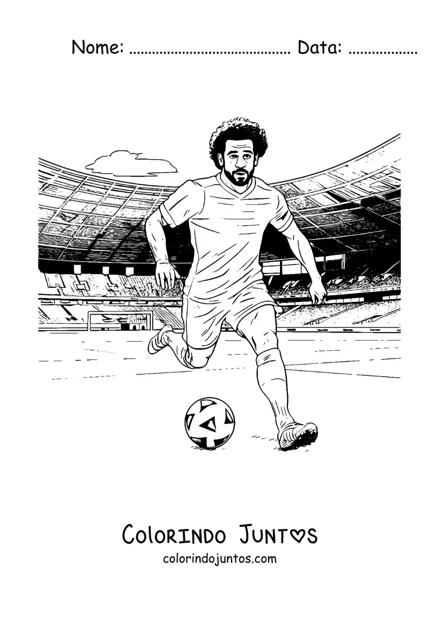 Desenho para colorir de Mohamed Salah jogando futebol