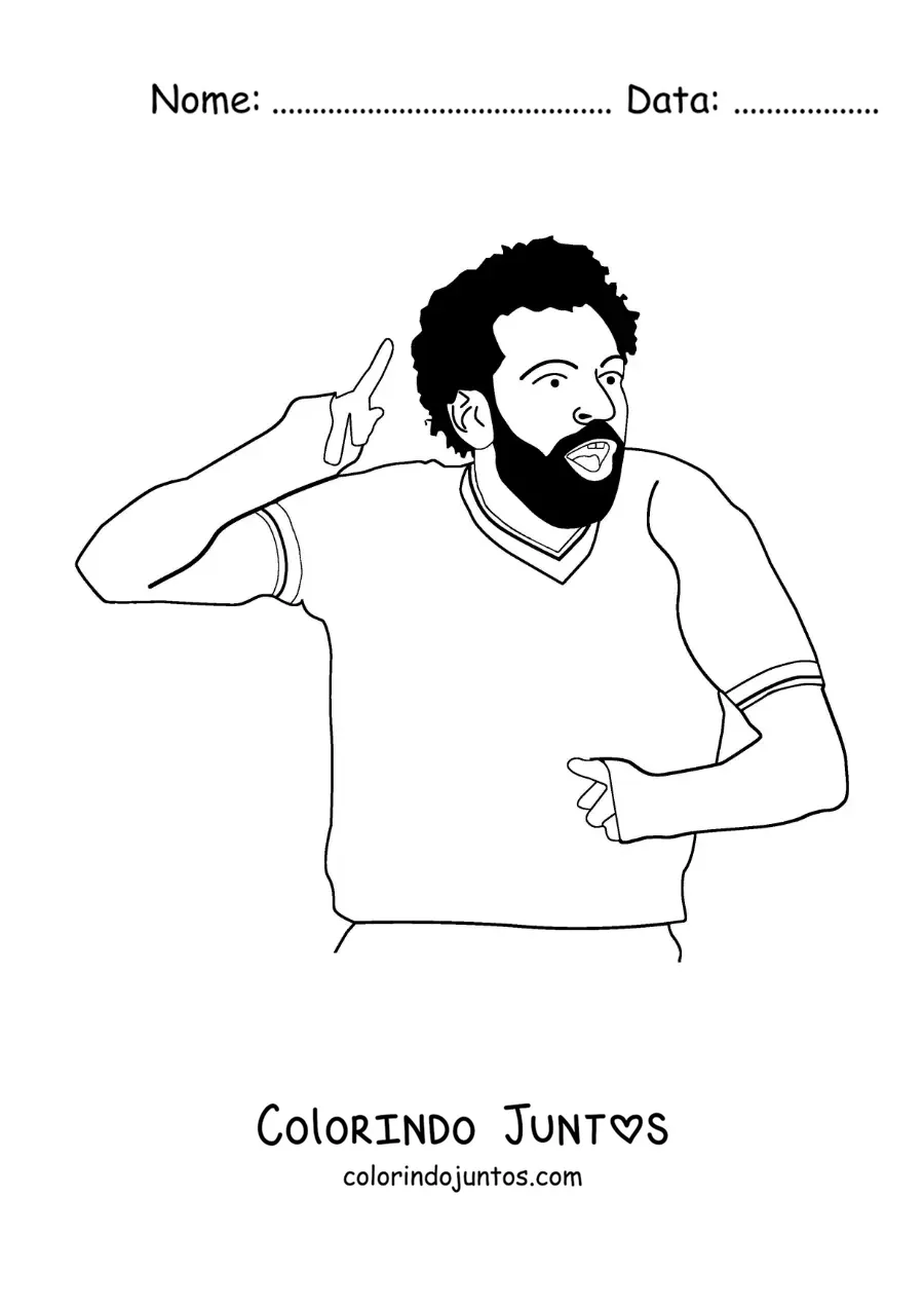 Desenho para colorir de uma caricatura de Mohamed Salah