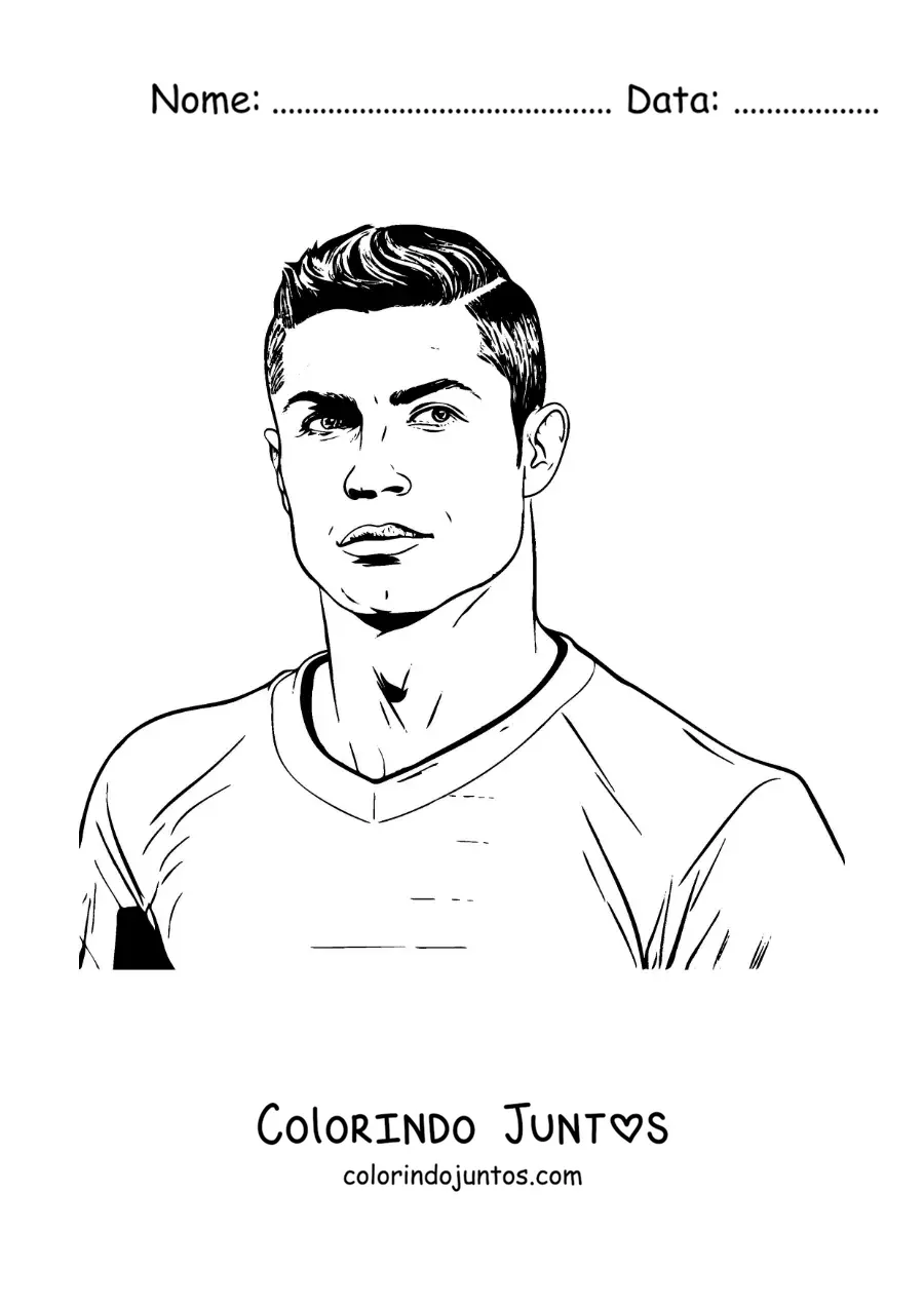 Desenho para colorir de um retrato de Cristiano Ronaldo animado