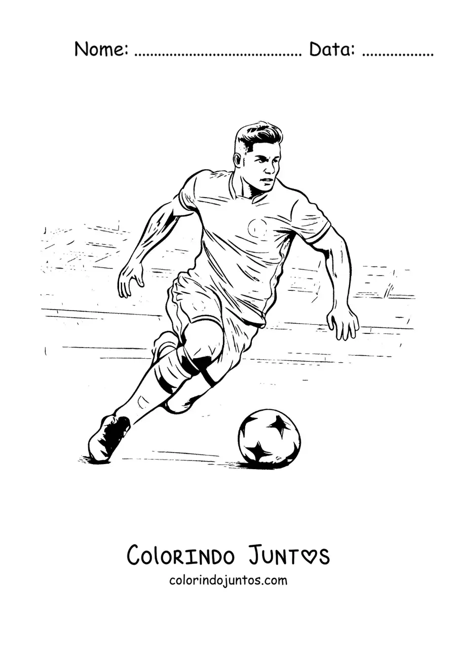 Desenho para colorir de Cristiano Ronaldo animado jogando futebol