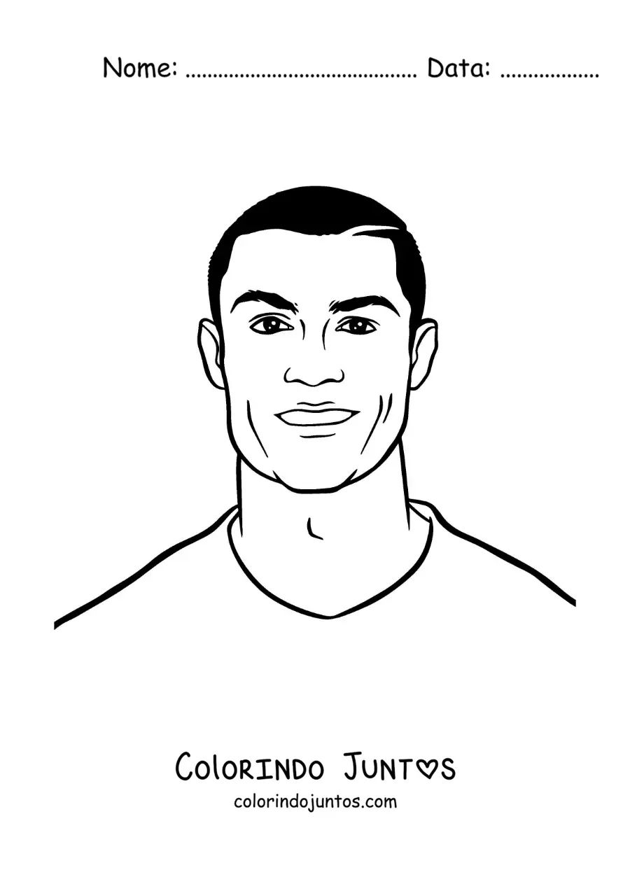 Desenho para colorir de um retrato de Cristiano Ronaldo facil