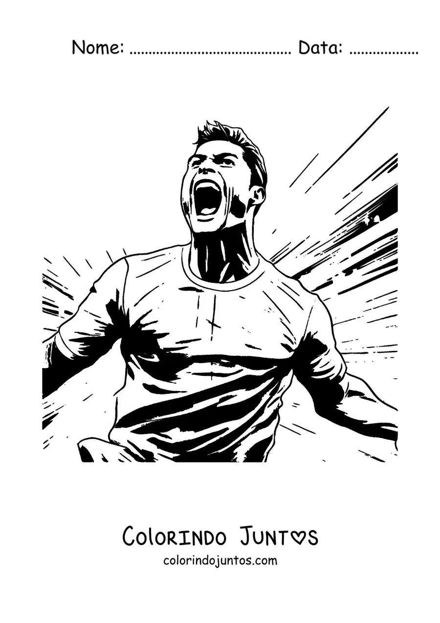 Desenho para colorir de Cristiano Ronaldo comemorando