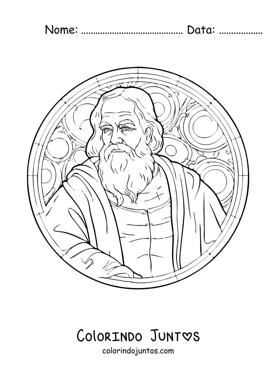 Desenho para colorir de Galileu Galilei em estilo realista