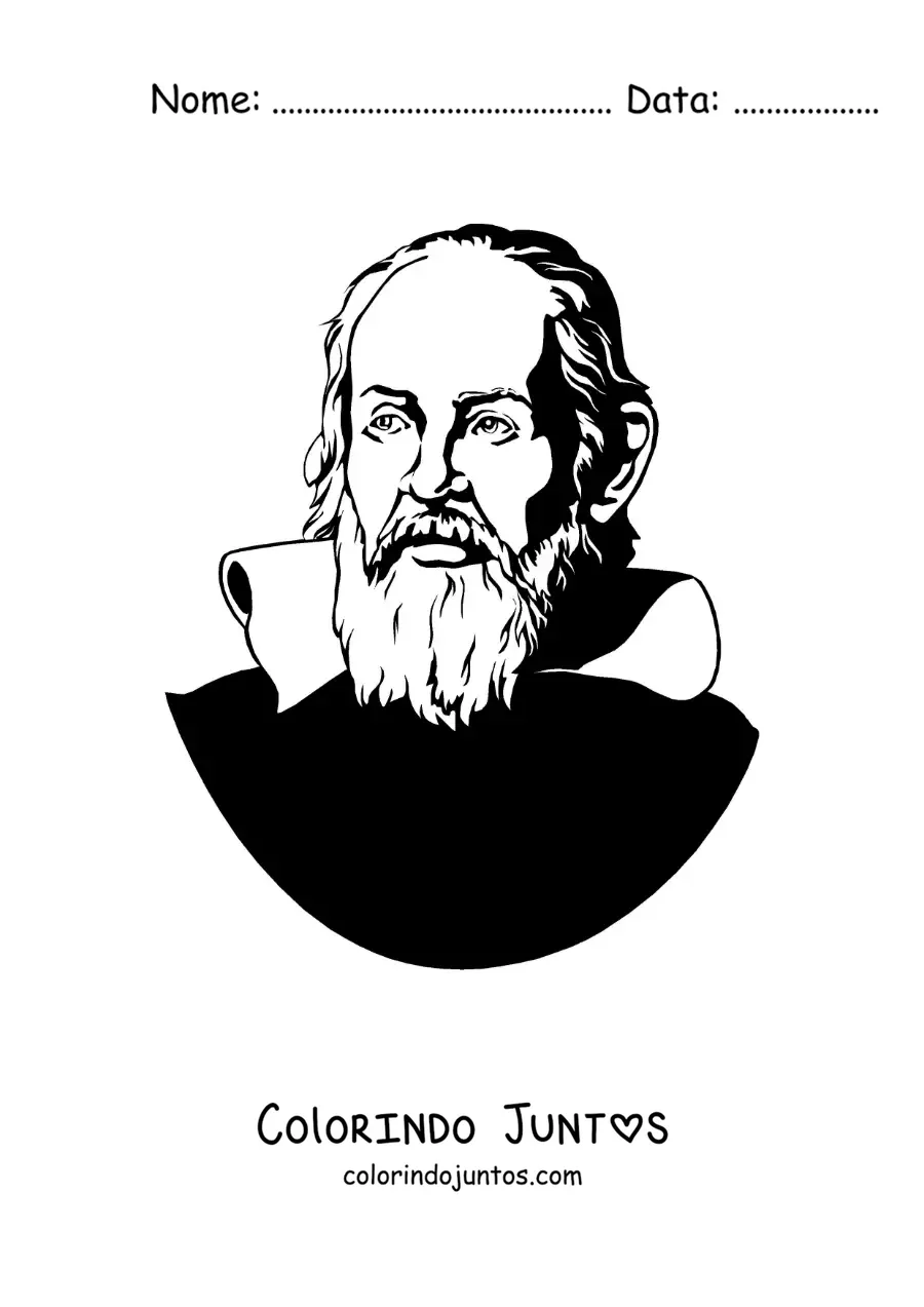 Desenho para colorir de um retrato de Galileu Galilei realista