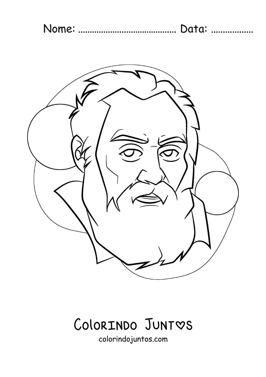 Desenho para colorir de um retrato de Galileu Galilei facil