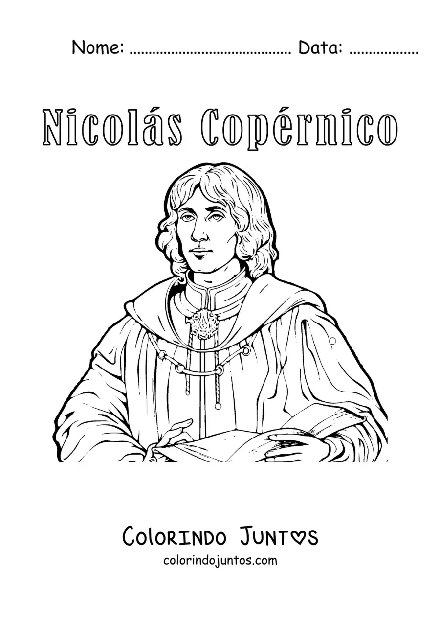 Desenho para colorir de Nicolau Copernico animado para criancas