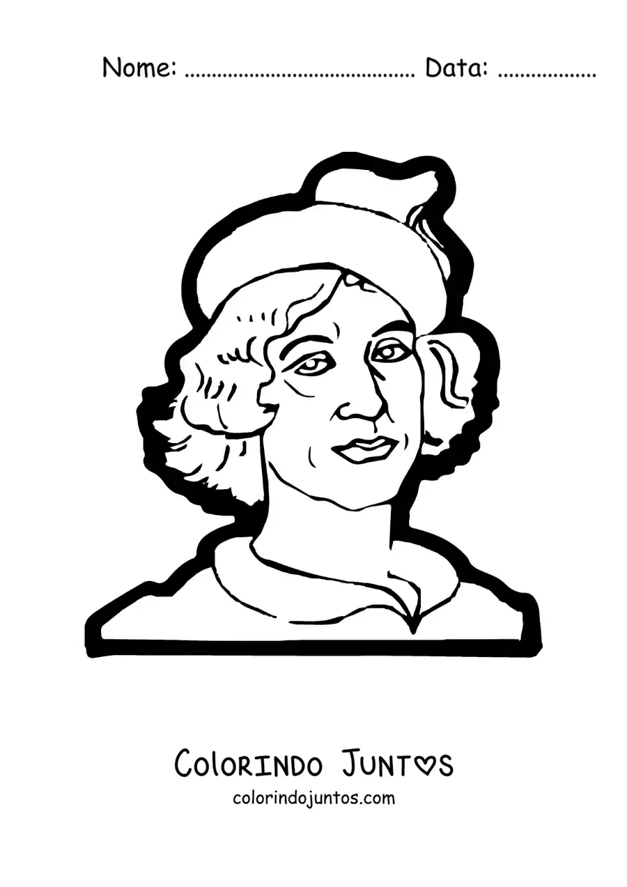 Desenho para colorir de um retrato de Nicolau Copernico facil